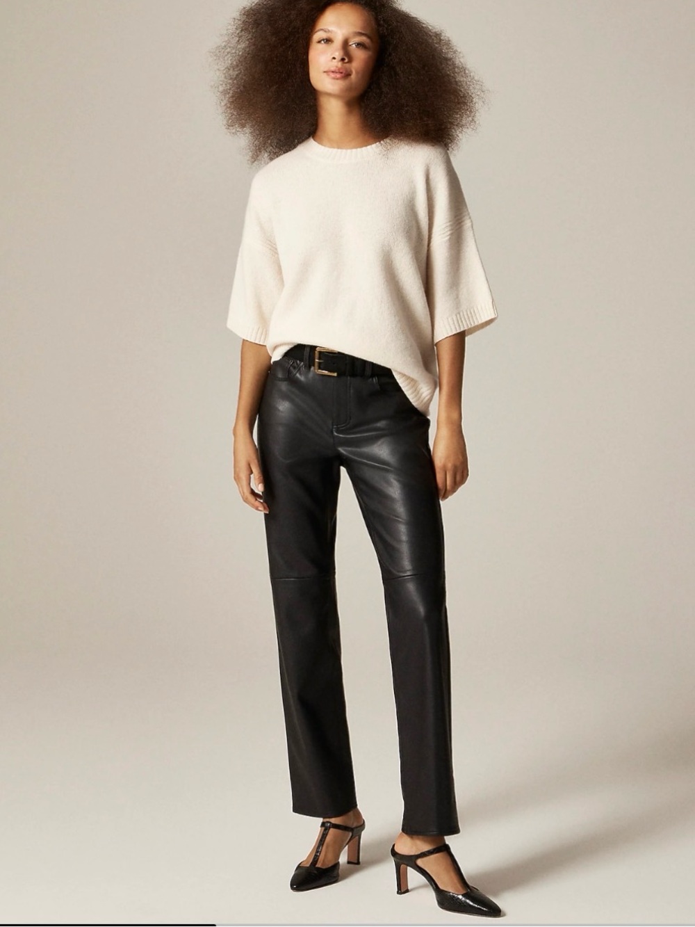 J.Crew Nipped Straight Pant in Faux Leather Black Moto Grunge Feminine Size 29
